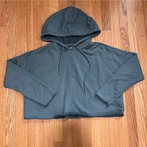 Aerie Forest Green Cropped Hoodie